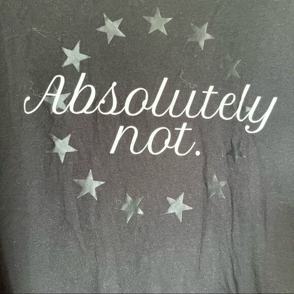 Chrldr Black Tank Size Small White Graphic Absolutely Not with Stars - Picture 3 of 7